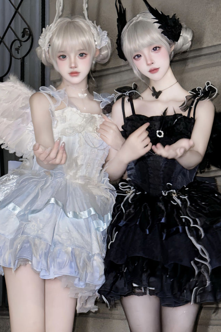 Wings Arrival Multilayer Ruffle Ballet Sweet Elegant Lolita Jumper Dress 3 Colors