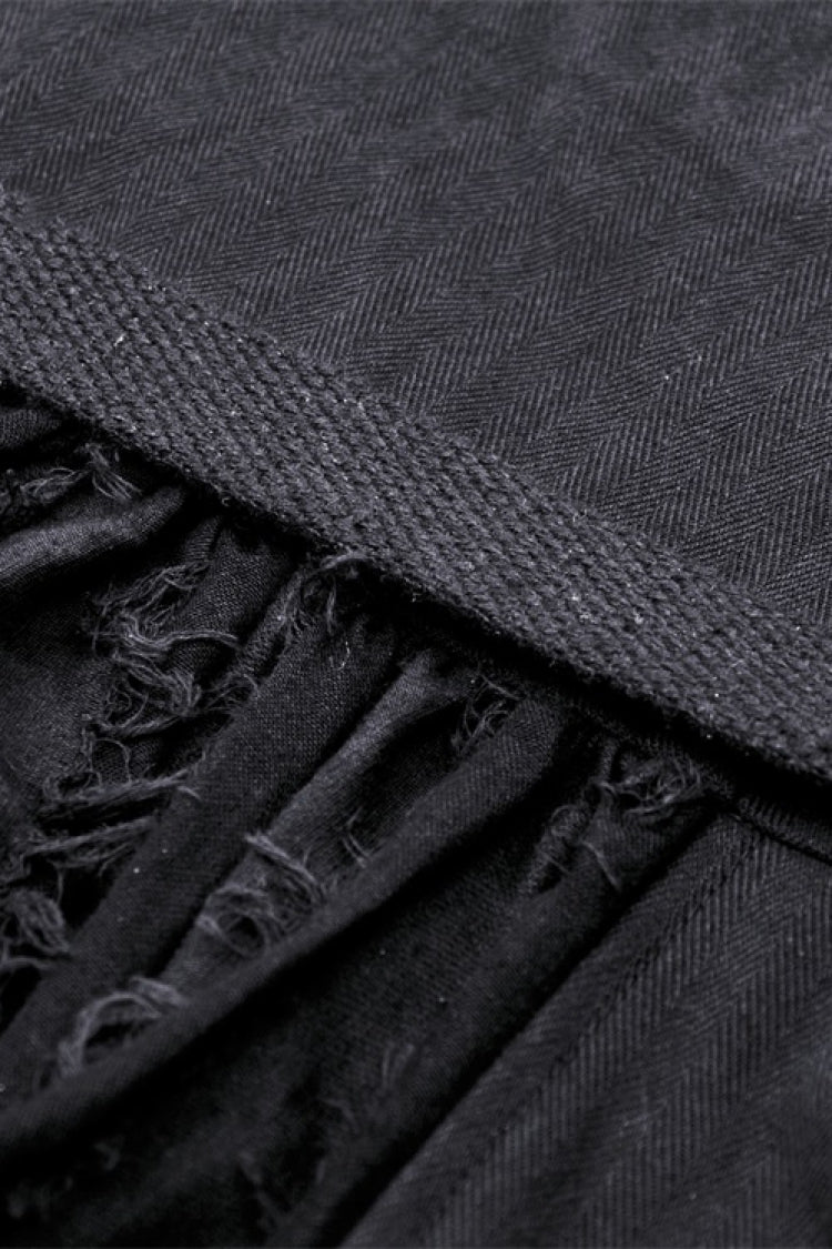 Peak Lapel Distressed Gothic Punk Coat with Belt