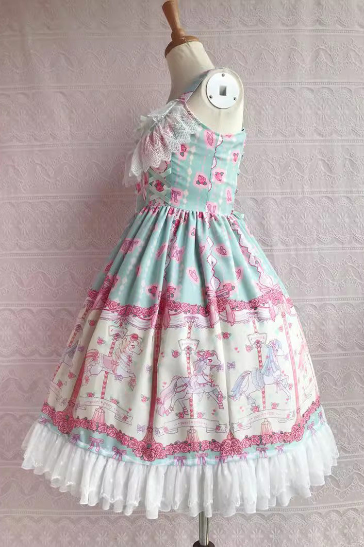 Rose Trojan Print JSK Dress - Ruffle Bow, 3 Colors