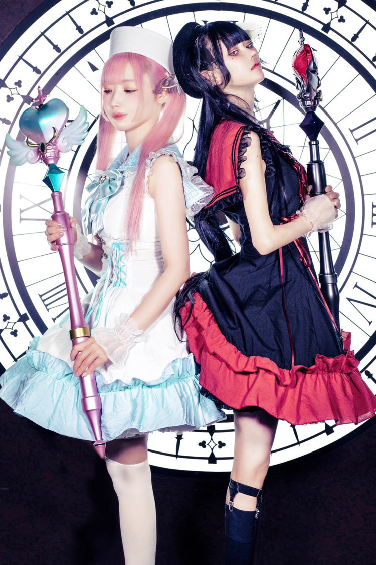 Jirai Kei Dress with Doll Collar and Ruffle Bow - Magical Girl, 2 Hues