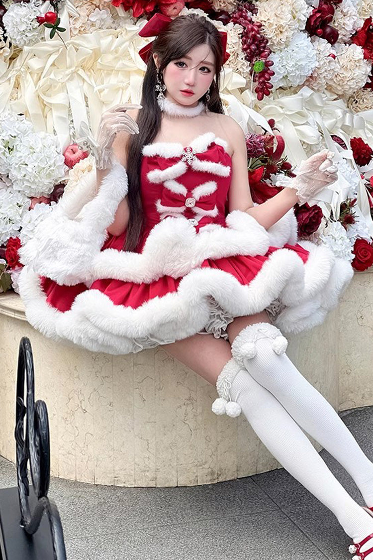 Red Strapless Bow Sweet Princess Dress - Holiday