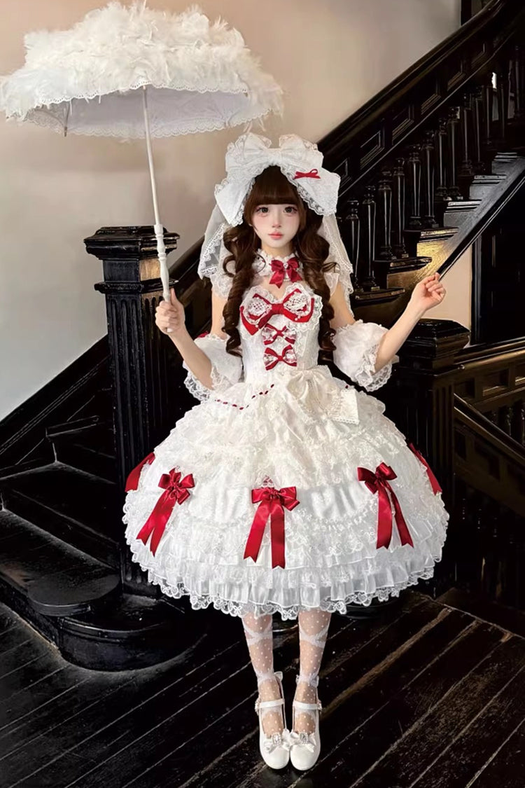 Ivory Pearl-Adorned Princess JSK with Ruffled Layers - Dream of the Misty Moon