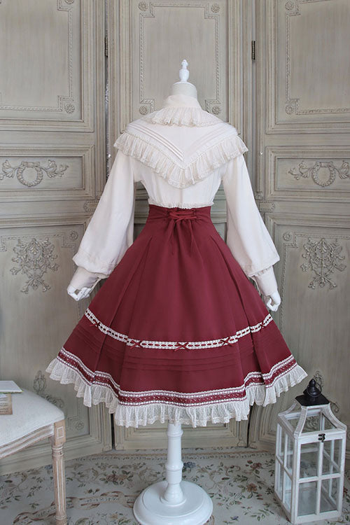 Baroque Manor Bowknot High-Waisted Ruffled Sweet Lolita Skirt, Three Colors