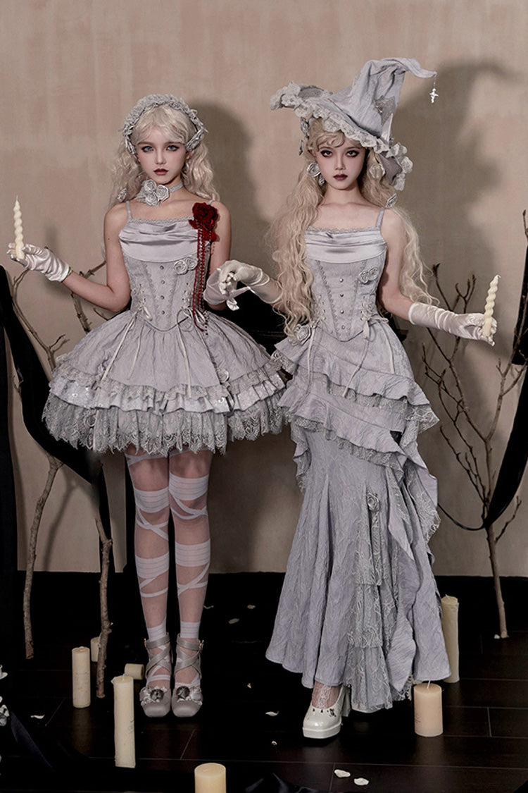 Gothic Witch Skirt with Multi-Layered Ruffle Lace