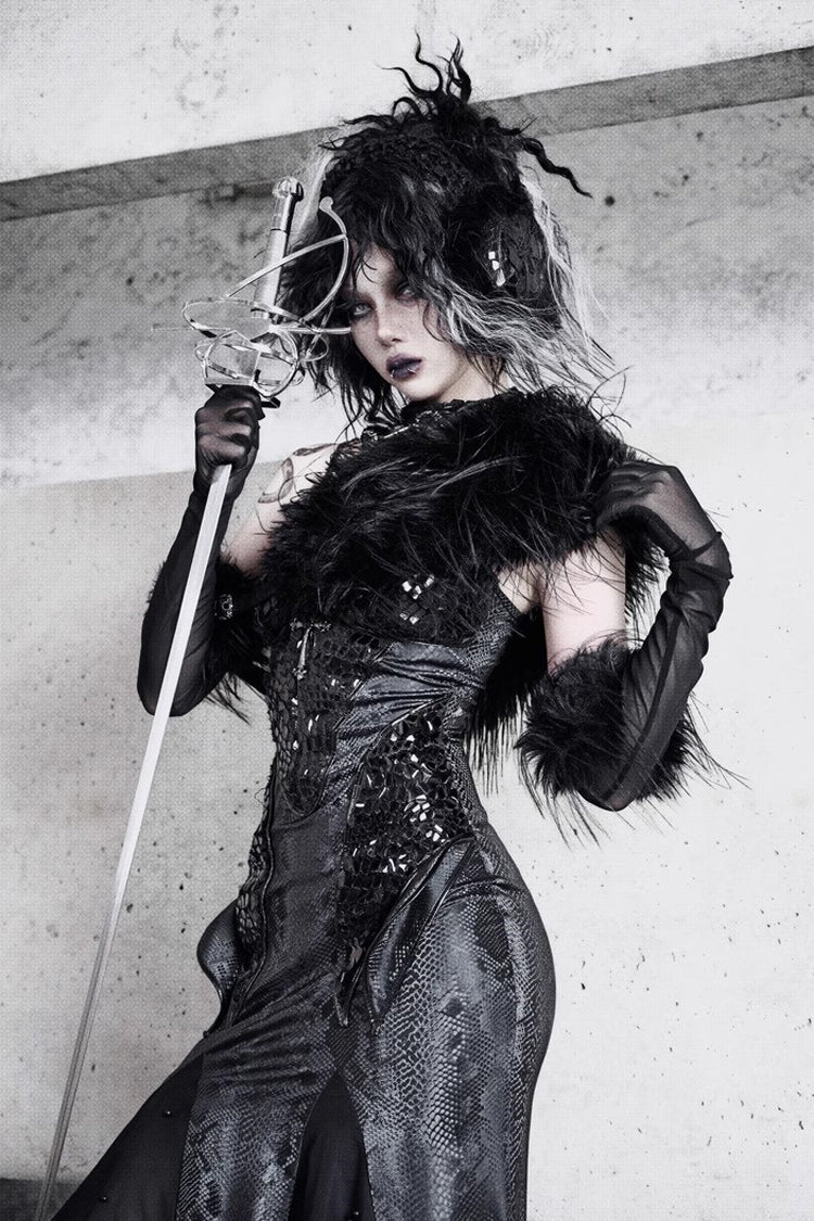 Black Print Stitching Sleeveless Gothic Lolita JSK Dress - Snake Eye Shadow