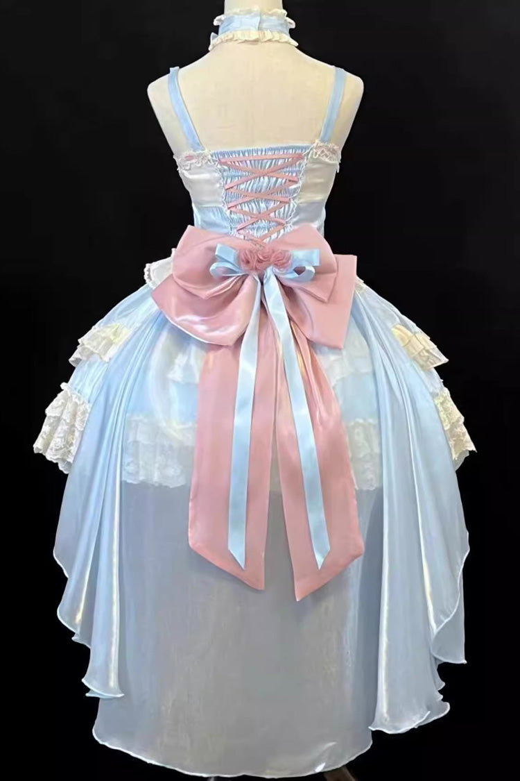 Heartbeat Blue Multi-Layered Ruffle Bowknot Lace Sweet Princess JSK Dress