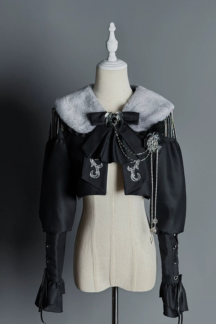 Black Double-Breasted Gothic Lolita Bustier Suspender Dress - Gothic Night Butler