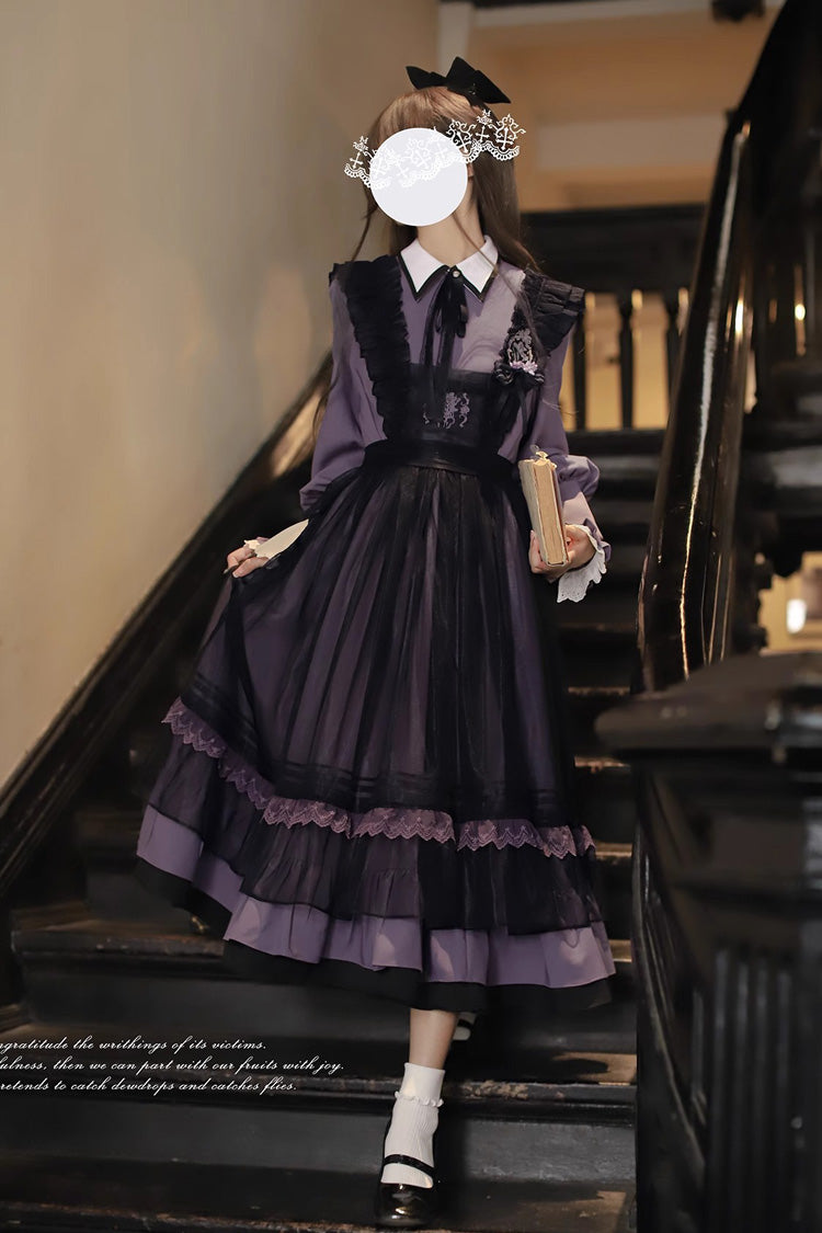 Black Embroidered Mesh Bow Sweet Elegant Jumper - Witch Academy