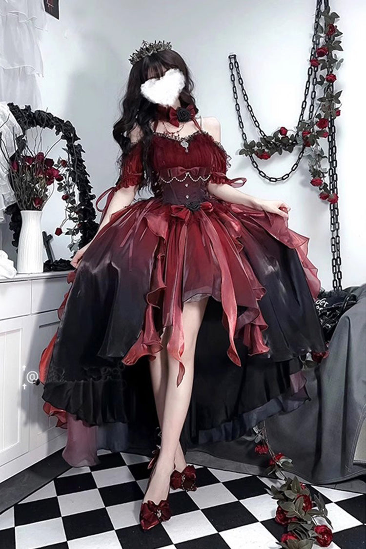 Red/Black Asymmetric Bow Gothic Princess Jsk Dress