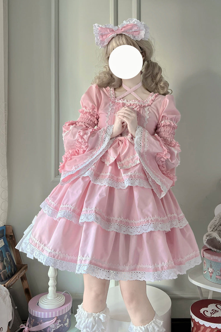 Rose Three-Layer Removable Sleeves Bow Accent Lace-Up Sweet Lolita Gown