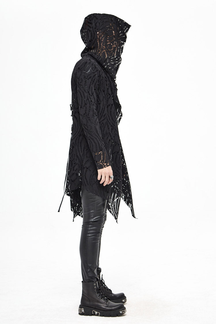 Sharp Hem Punk Coat with Broken Holes