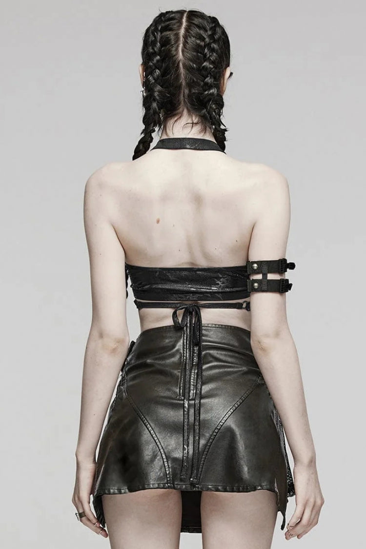 Women's Steampunk Halter Corset with Ring Accents and Lace-Up Front in 2 Colors