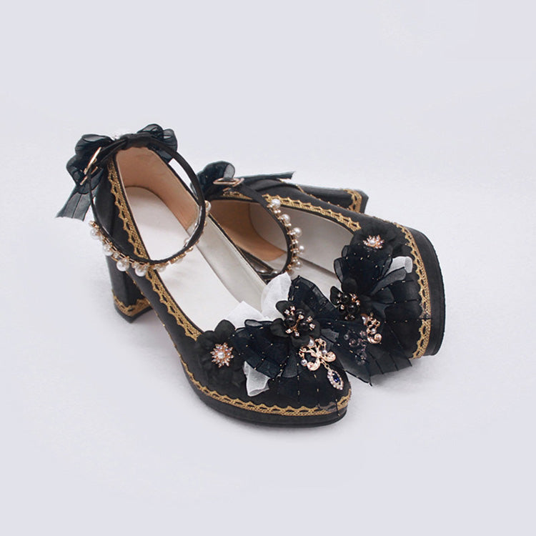 Ribbon Lace Girly Lolita High-Heels - 6 Shades