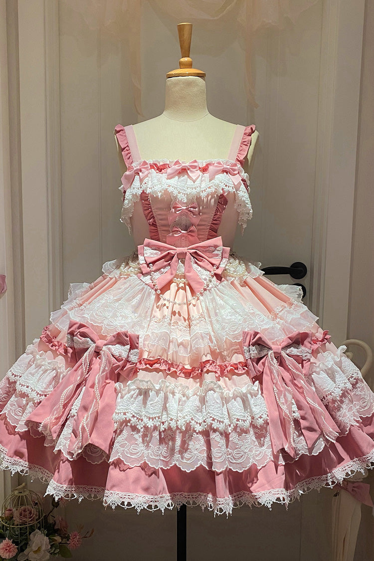 Blush Sleeveless Multi-Layer Ruffle Bow Lace Gorgeous Doll JSK Dress