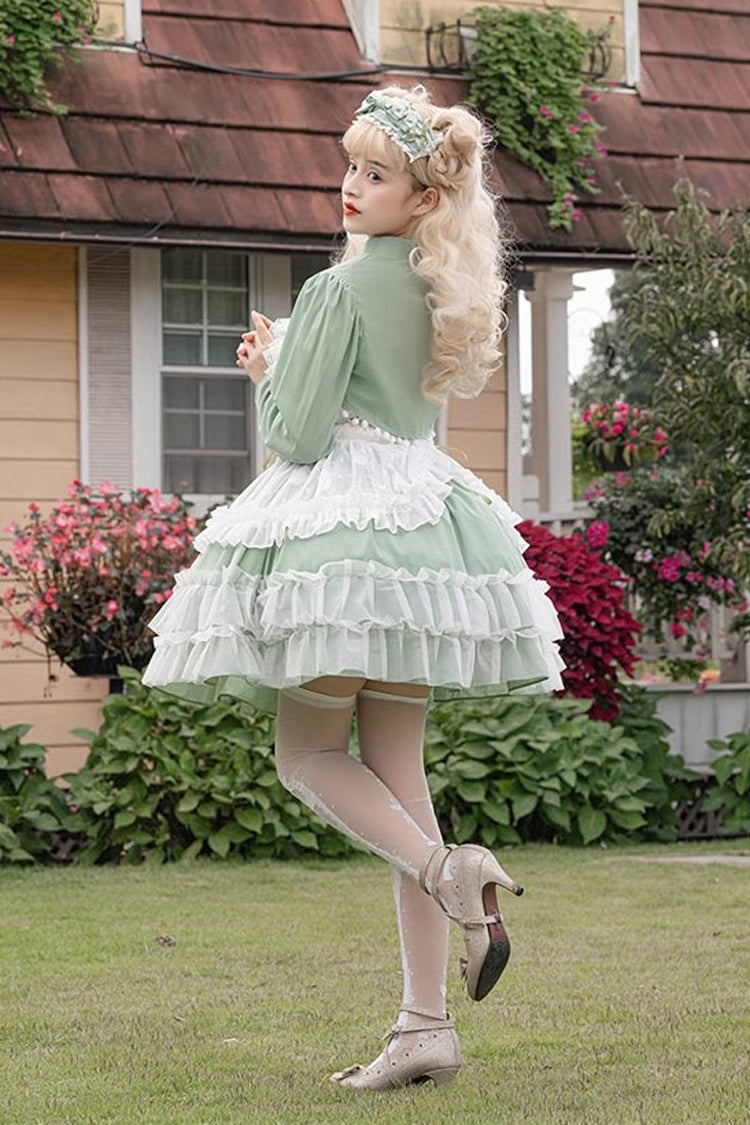 Jade Multi-Layer Hanayome Lace-Up Plus-Size Sweet Lolita JSK (Short)