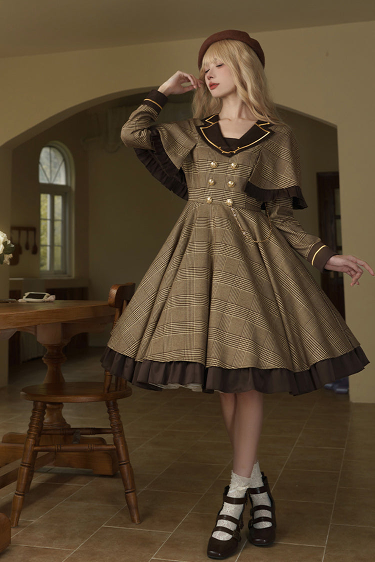 Baker Street Stories Stripe Print Ruffle Two-Piece British College Classic