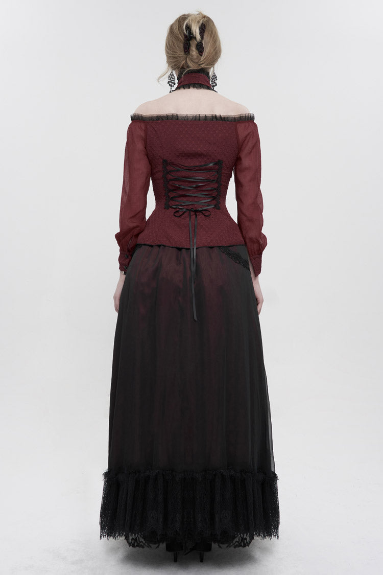 Scarlet Lace Trim Panel Adjustable Back Gothic Shirt