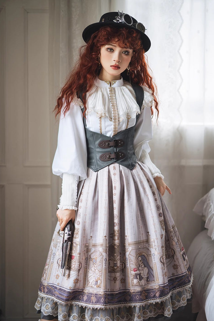 Punk Gothic Lolita Vest with Demon Hunting Print