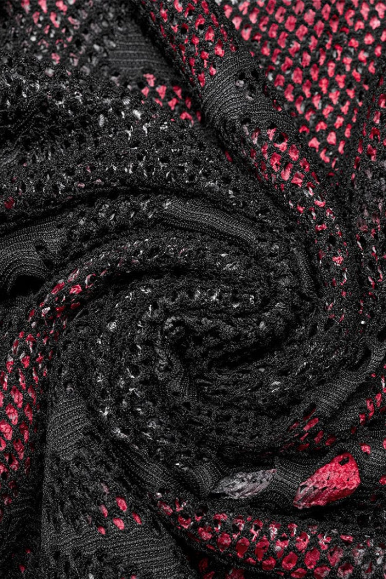 Skull Print Stitching Mesh Steampunk Vest