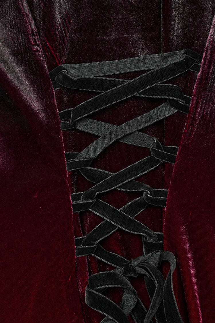 Scarlet & Black Gradient Embroidered Doll Collar Evening Gown
