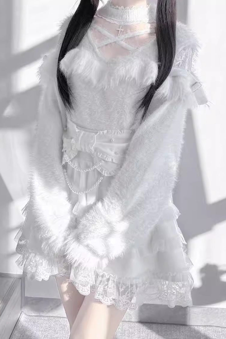 Pearl Ruffle Bow Jirai Kei Skirt