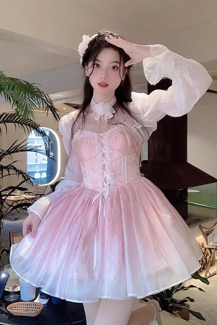 Blush Sleeveless Ruffle Bow Sweet Princess Corset Bridesmaid JSK Dress