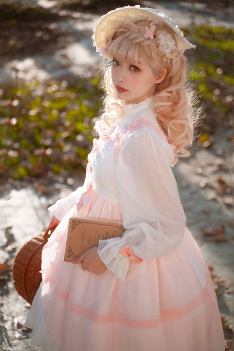 Blush Sleeveless Ruffle Cardigan Bow Lace Sweet Plus JSK Dress