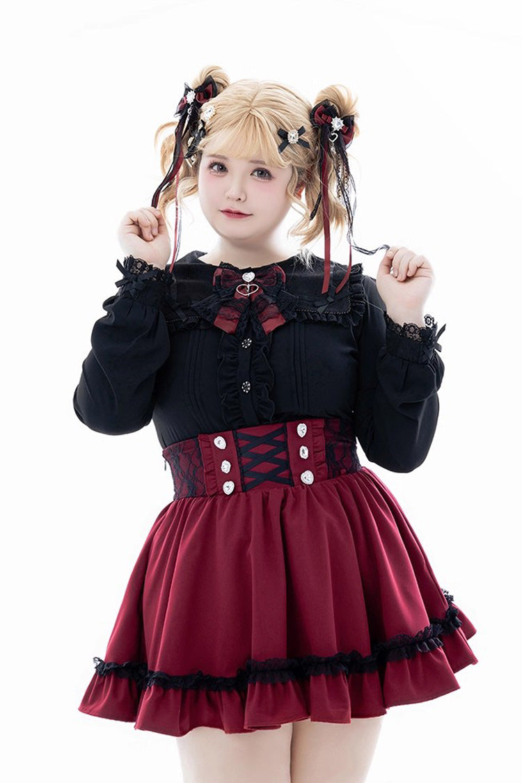 Sweet Ruffle Lace Lace-Up Japanese Jirai Kei Skirt 4 Colors