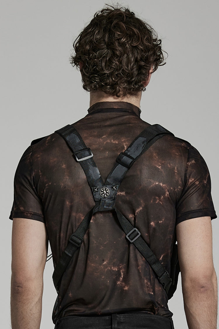Steampunk Backpack with Metal Rivets and Nylon Camouflage