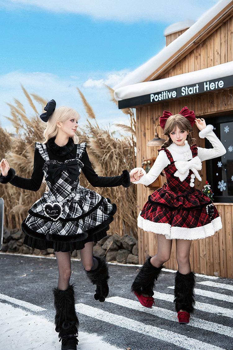 Letters Poems Snowy Night Serenade Triple-Layered Print Ruffle Bowknot Sweet Lolita Jsk Dress Set