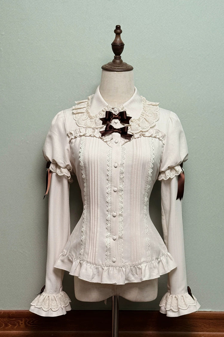 Brown Printed Embroidered Bow Lace-Up Classic JSK Dress & Skirt - Teddy Chocolate Bar
