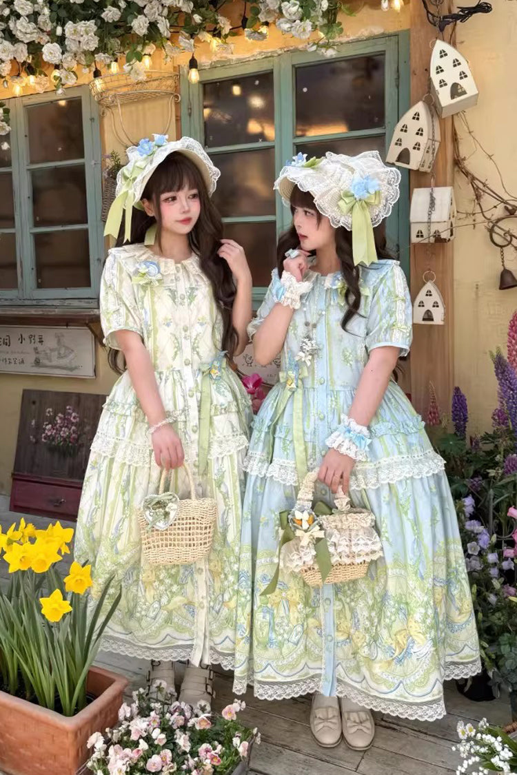 Tea Doll Collar Printed Lace OP - Plus Size Sweet Lolita