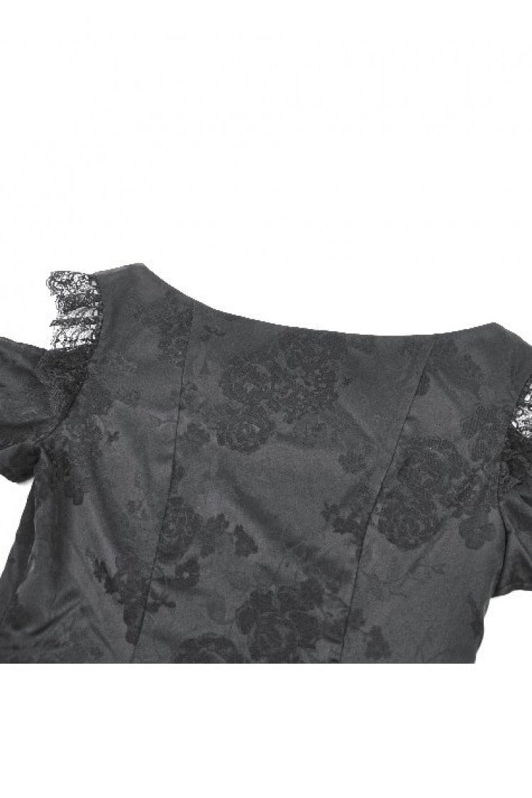 Jacquard Rose Sweetheart Neckline Lace Trim Cut-Out Gothic Corset Top for Women