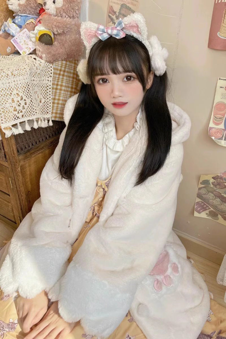 Plush Thickened Sleepy Bear Sweet Lolita Coat with Hood