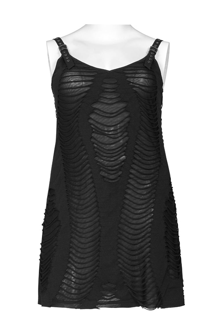 Metal Eyelets Strap Irregular Knit Plus Size Punk Sling Dress