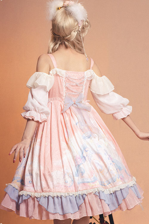 Cloud Bowknot Strapless Ruffled OP Gown
