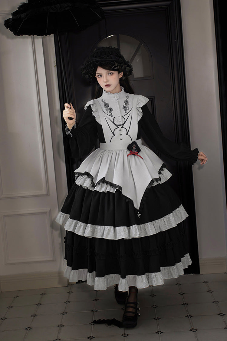 Castle Night Long Sleeved Ruffled Embroidered Gothic Lolita Dress