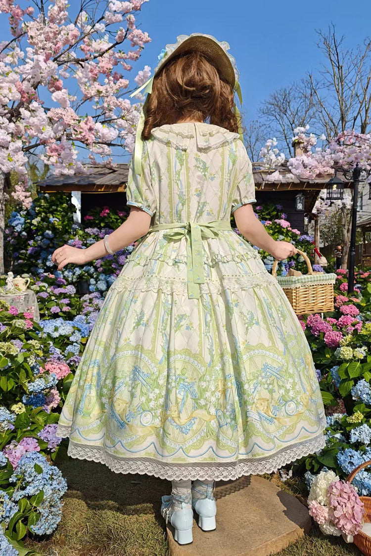 Tea Doll Collar Printed Lace OP - Plus Size Sweet Lolita