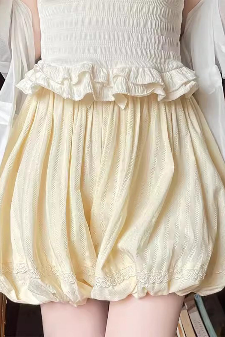 High-Waist Bowknot Leggings in Light Yellow
