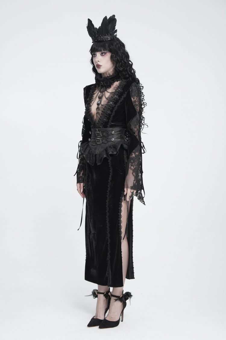 Slim Fit Buckled Zippered Pleated Gothic Girdle for Women Lace