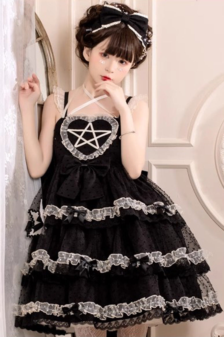 Jet Triple-Layer Jacquard Bowknot Sleeveless JSK - Du Meisha's Star Wish