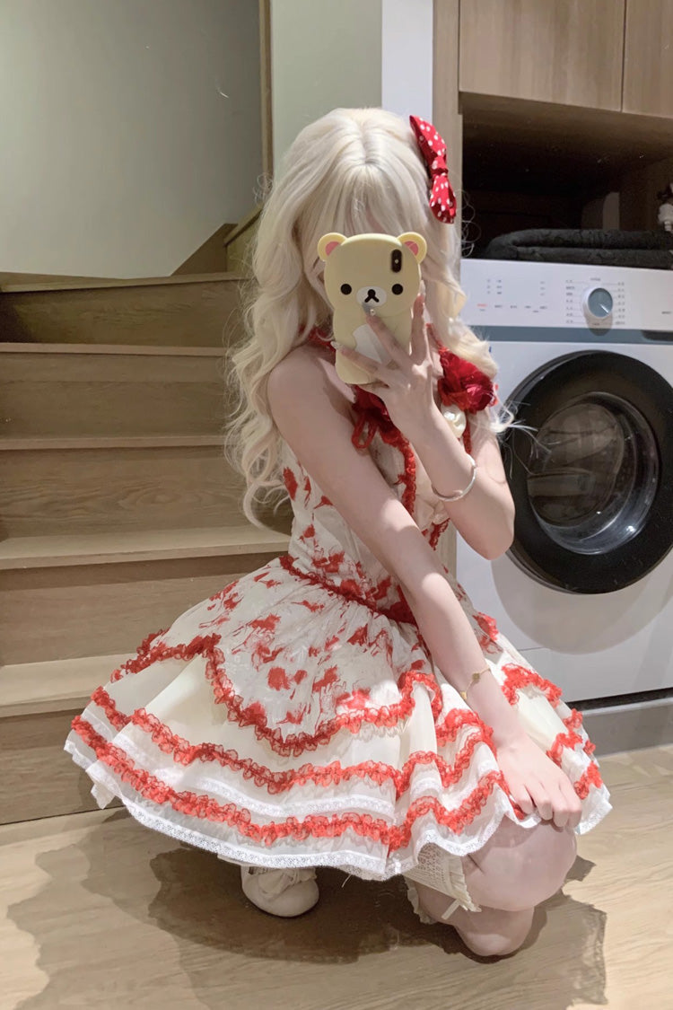 Jasmine Rain Print Stitching Lace Sweet Lolita JSK Dress in Six Colors