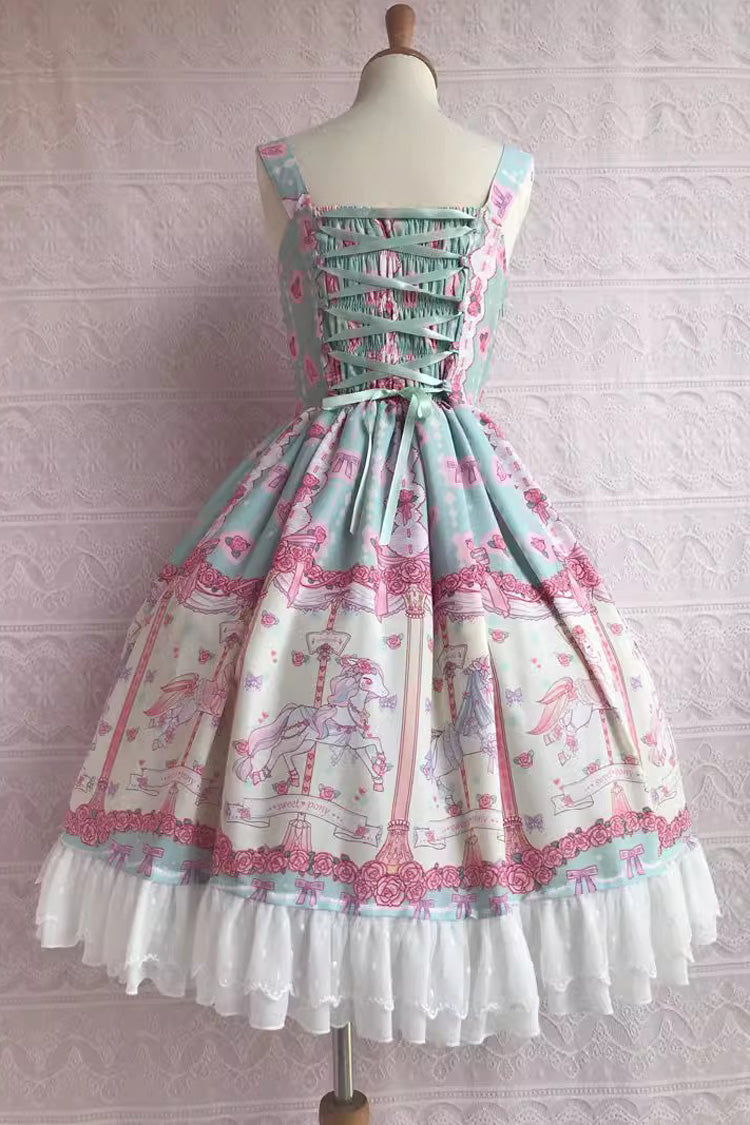 Rose Trojan Print JSK Dress - Ruffle Bow, 3 Colors