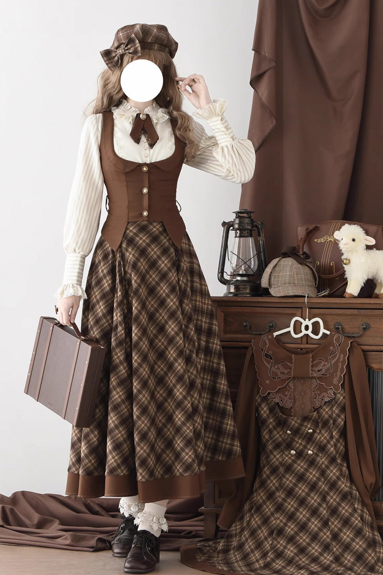 Broken Pocket Watch Print Detective Classic Full Skirt