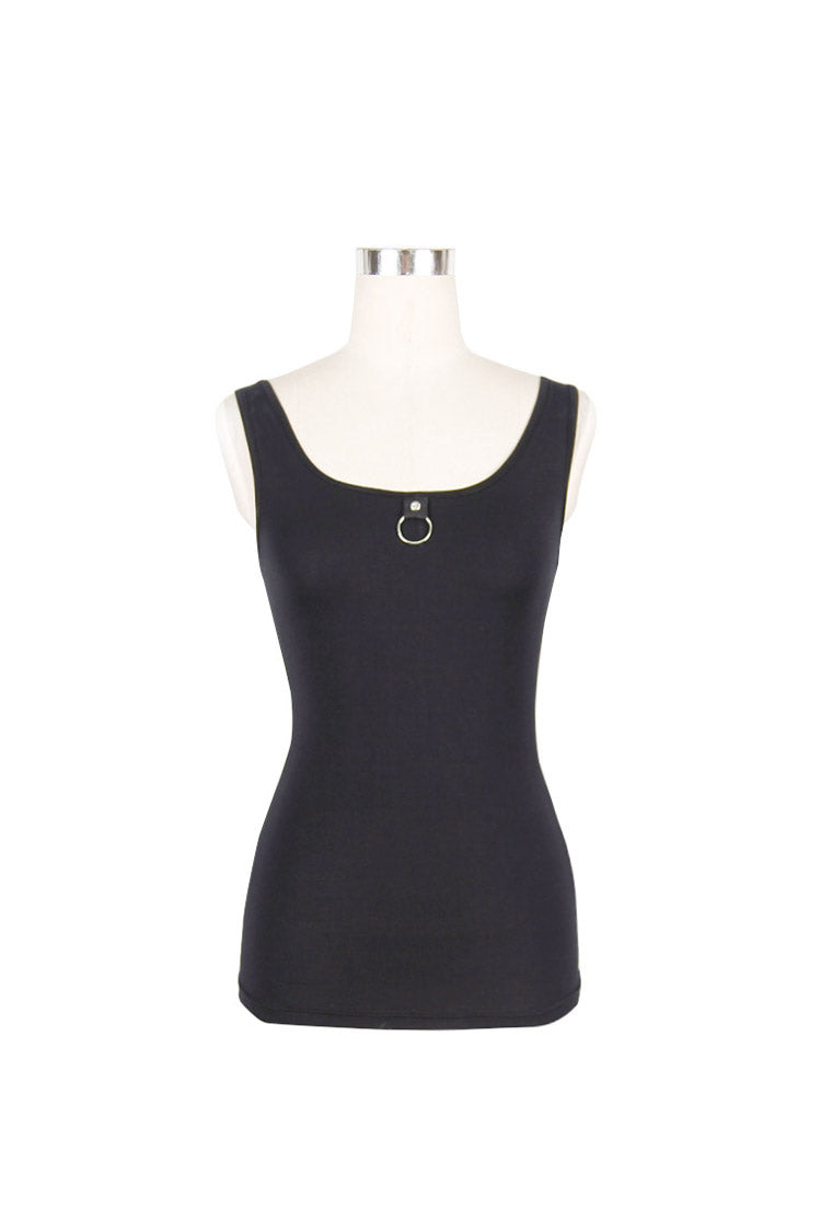 Heart Shaped Hollow Knit Chain Punk Vest for Women Lace-Up Back