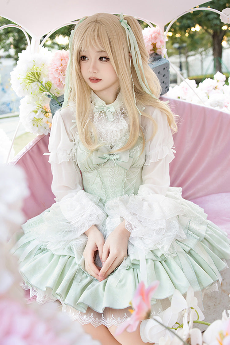 Green Halterneck Jacquard Bow Ballet JSK
