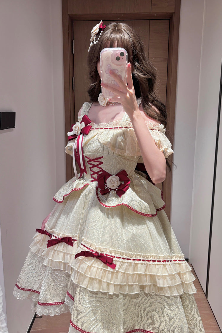 Elegant Princess Lolita JSK - Ivory and Red