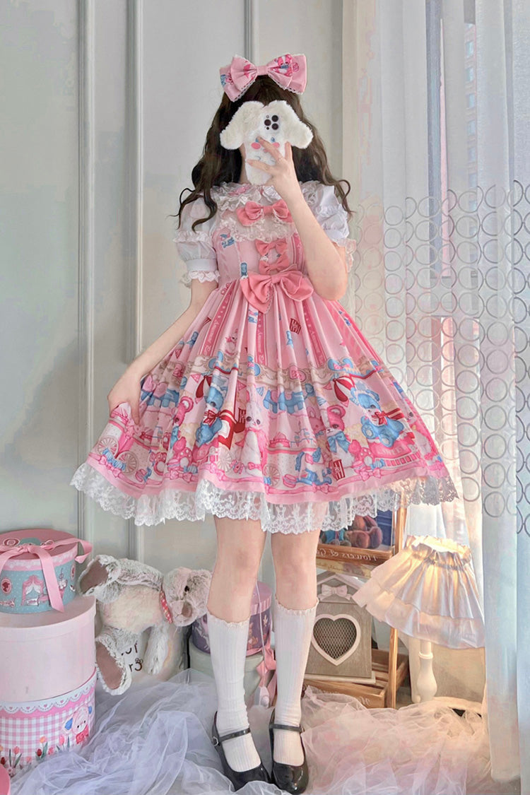 Pink Doll-Themed JSK with Ruffle and Bowknot