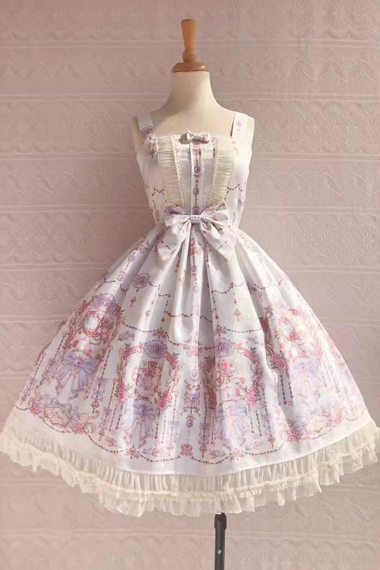 Delicate Print Ruffle Bowknot Sweet Lolita JSK Dress, Four Colors