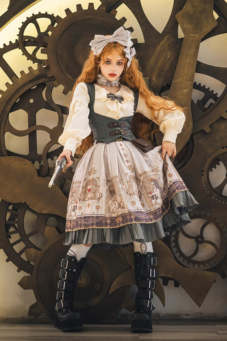 Punk Gothic Lolita Vest with Demon Hunting Print